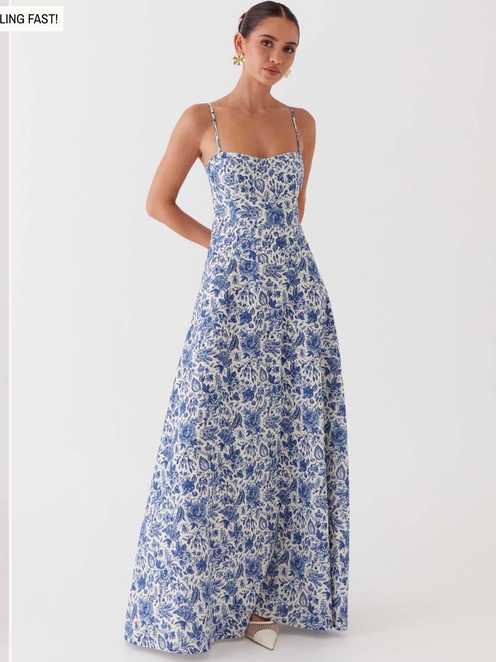 Peppermayo Blue and White Floral Maxi Dress
